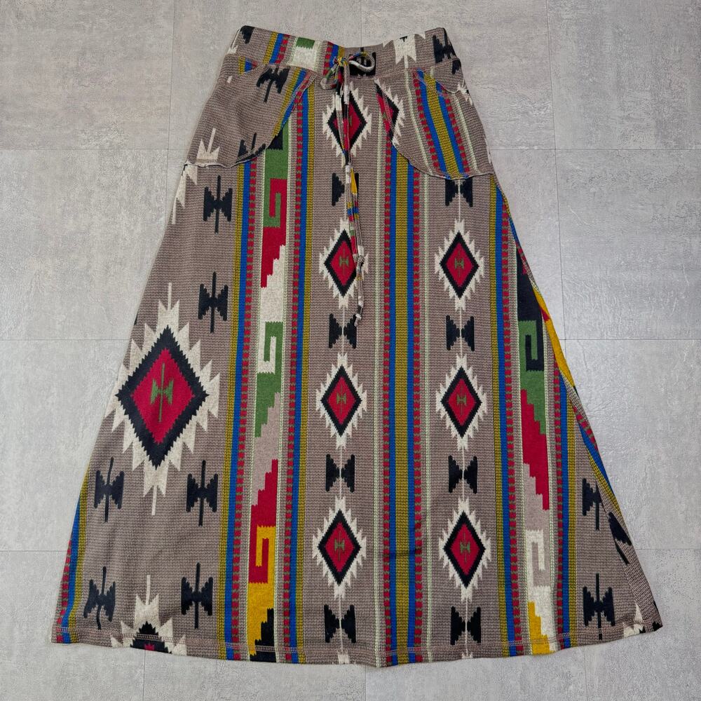 Coin 1804 Skirt WMNS S Southwestern Aztec Pull On Maxi Stretch Boho Festivalwear